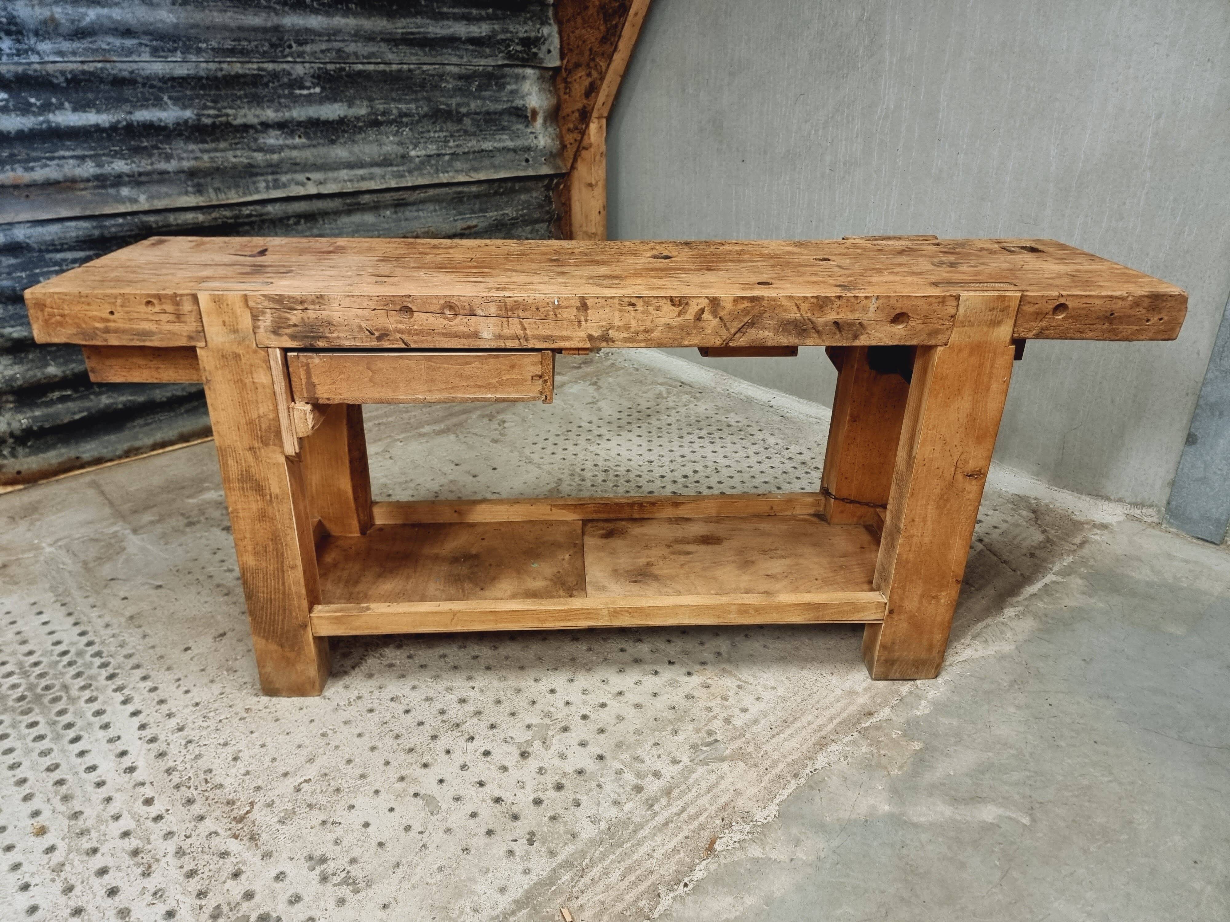 Old workbench side table bathroom furniture 48 x 193 cm