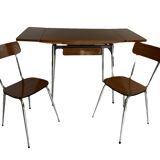 Formica table with extension and 2 chairs