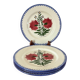 set of 4 floral dinner plates, pink and blue, made in France, 1950