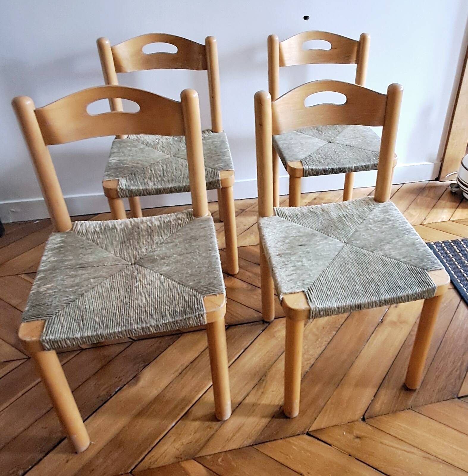 Four wicker chairs. 1960s