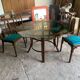 Table et chaises en rotin années 70-80