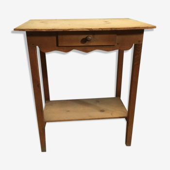 Fir console side table with one drawer