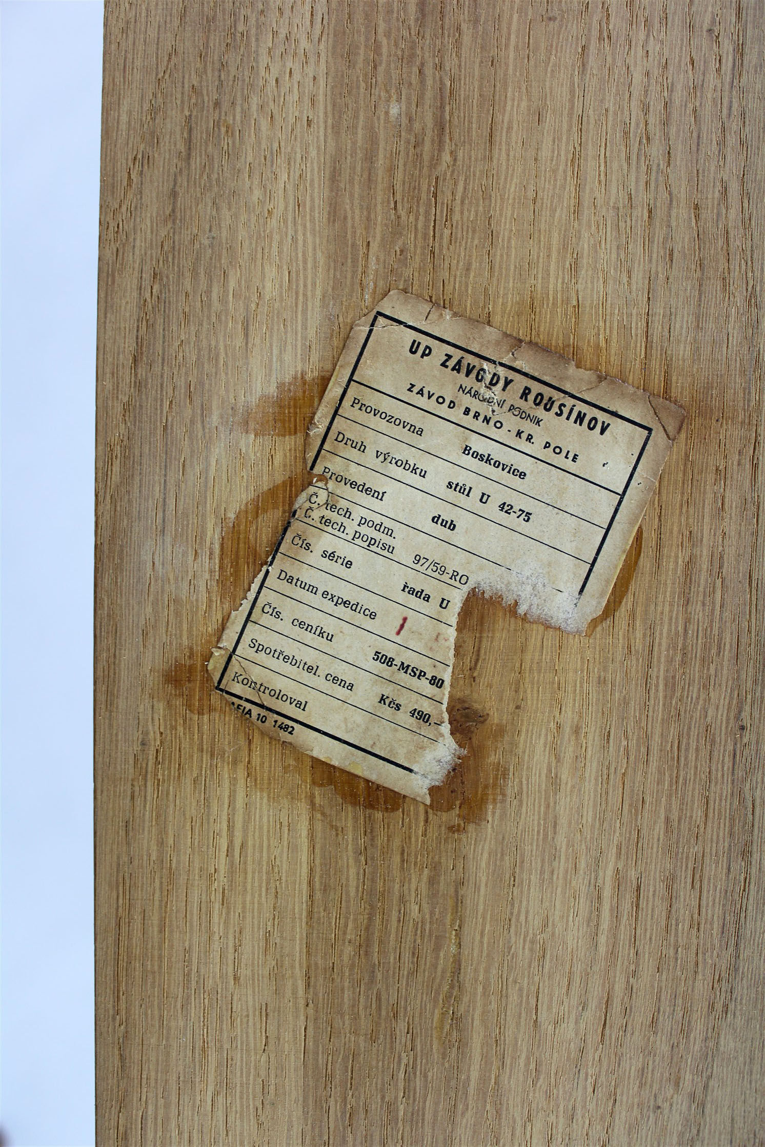 Oak veneered folding dining table from UP Závody 1960 s