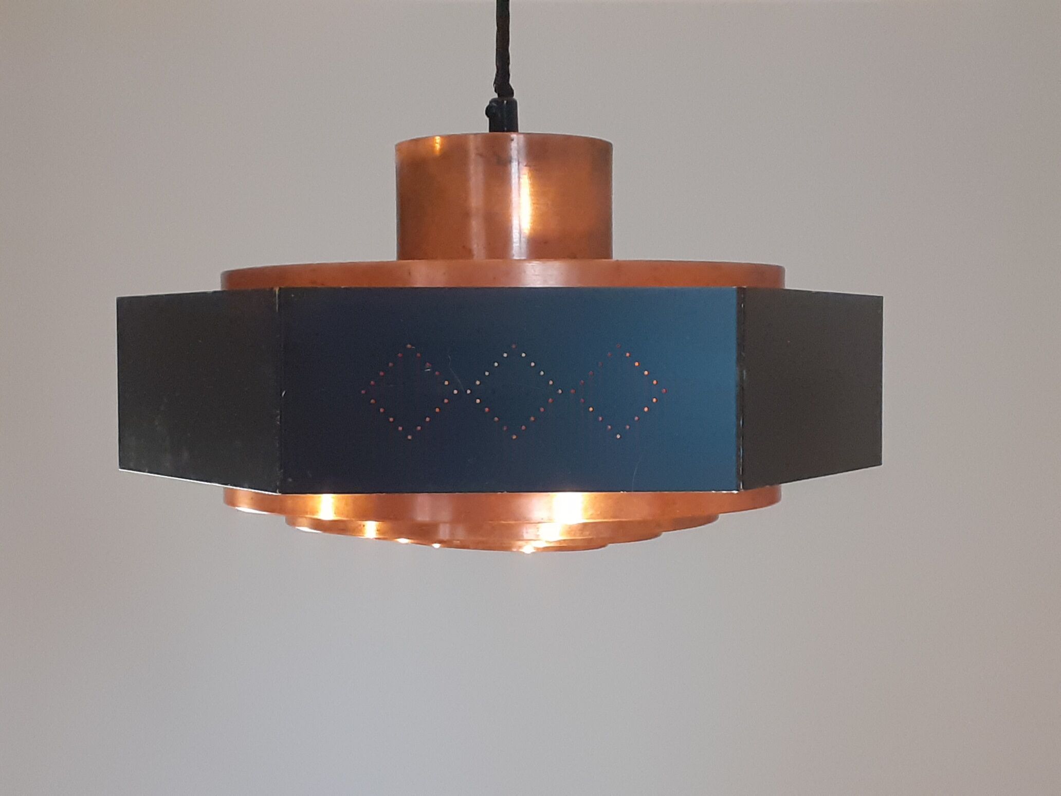 Copper suspension by T. Røste, Norwegian Vintage 1960s