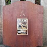 Wooden & brass wall clock, quartz star, retro chic country style - 1960