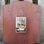 Wooden & brass wall clock, quartz star, retro chic country style - 1960