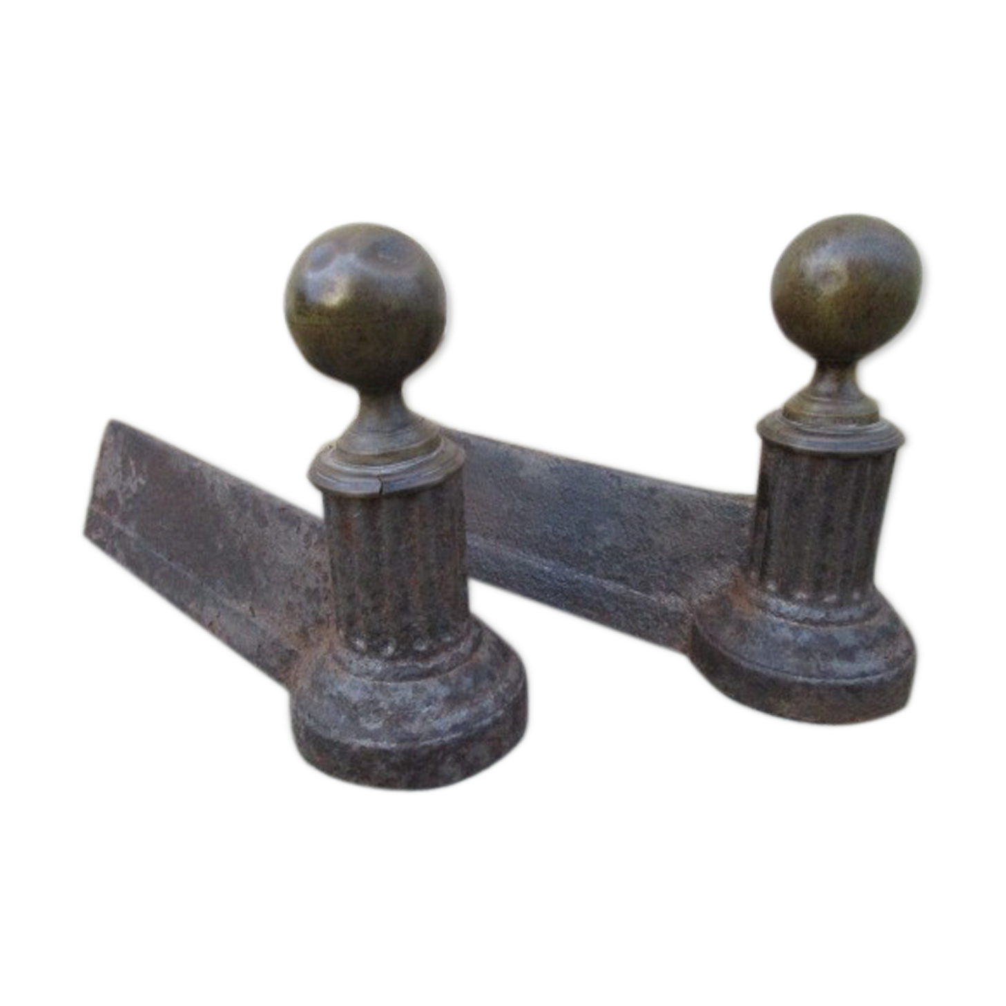 Pair of old cast iron and brass channels