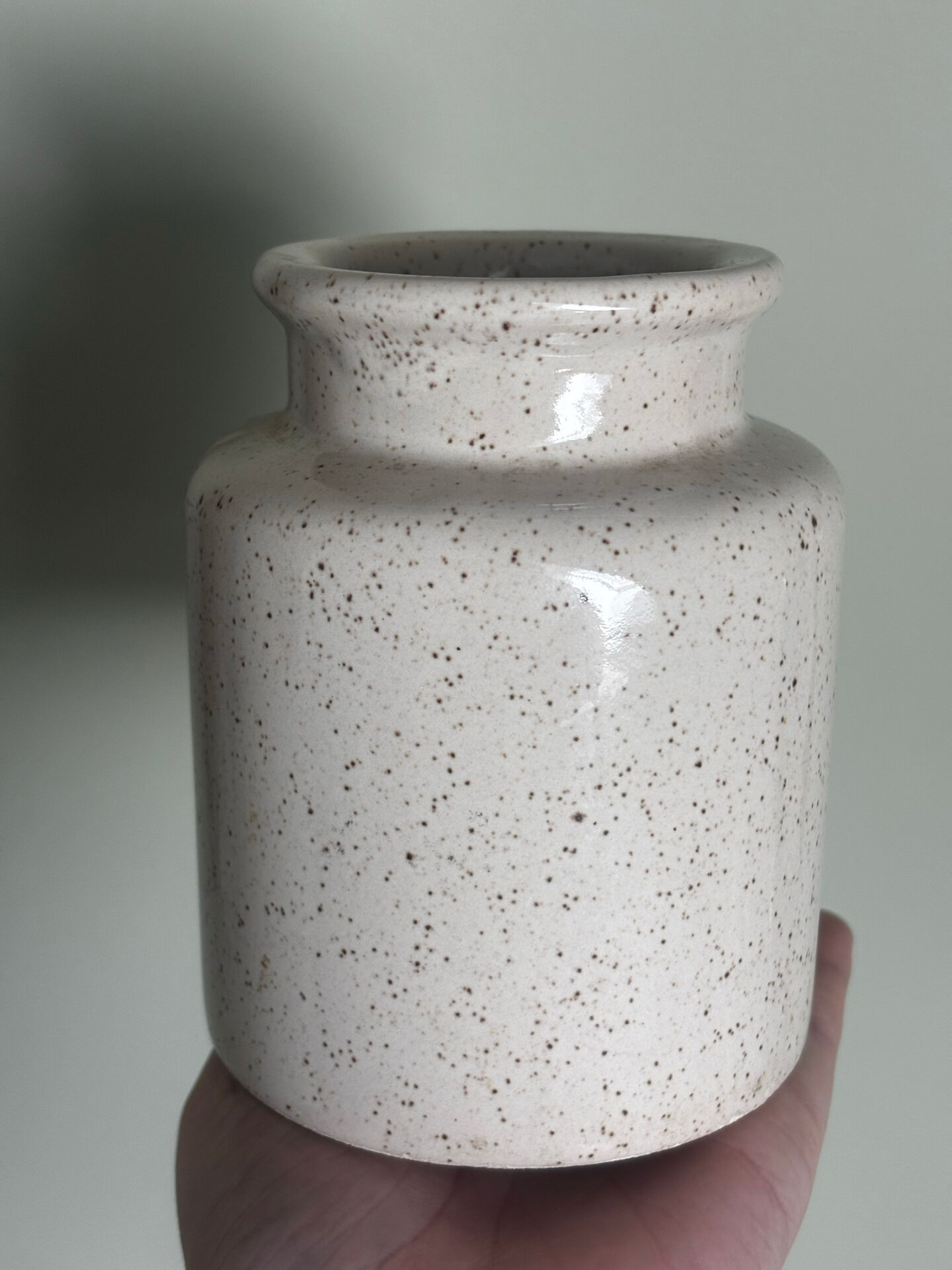 Vintage speckled stoneware pot