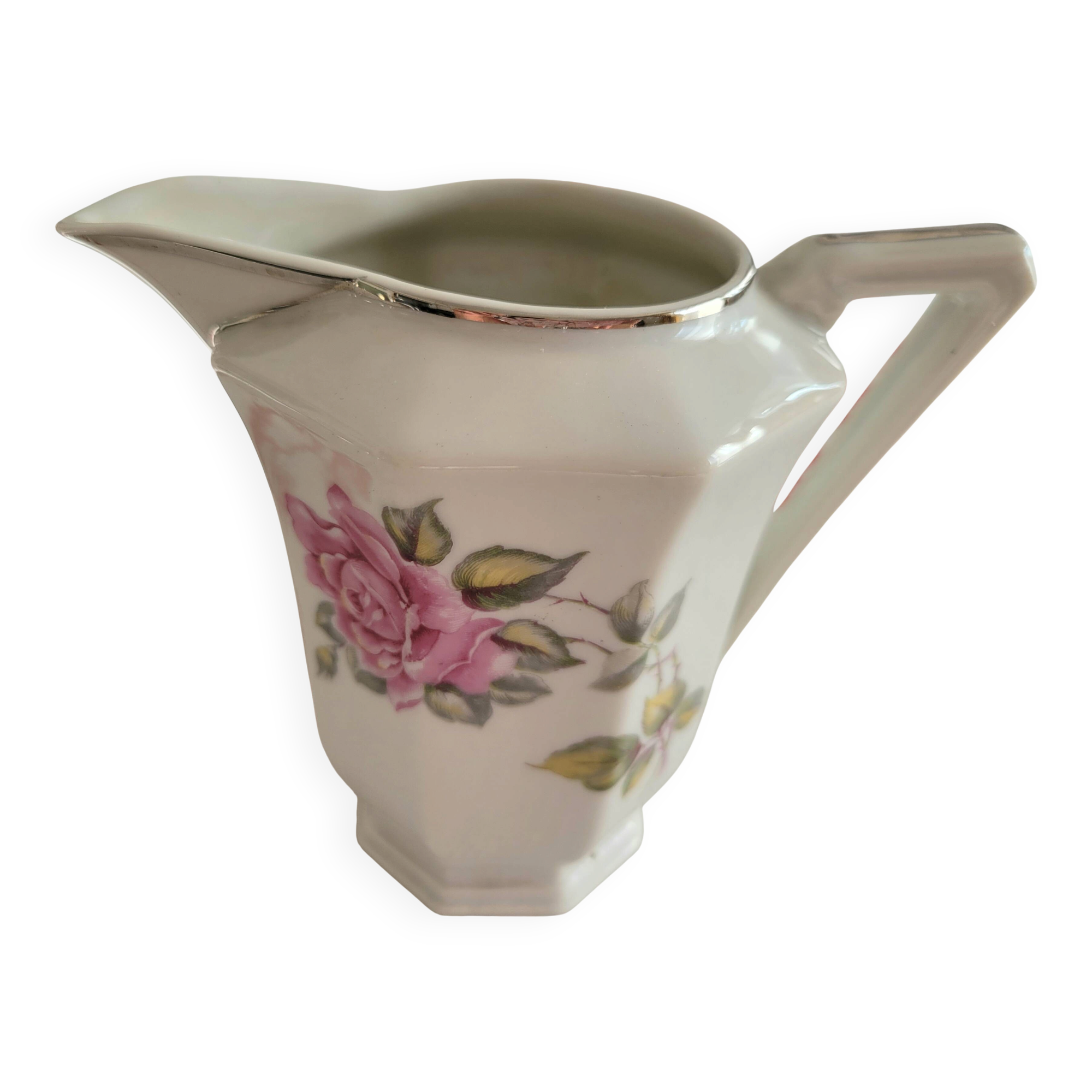 Vintage milk jug Limoges France floral decoration