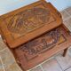 Pair of Malagasy nesting tables in carved wood, signed, m.o.f, 1955