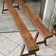 Pair of solid oak farmhouse benches 214cm for rustic table 1950
