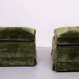 Pair Green Velvet stools 1970s France