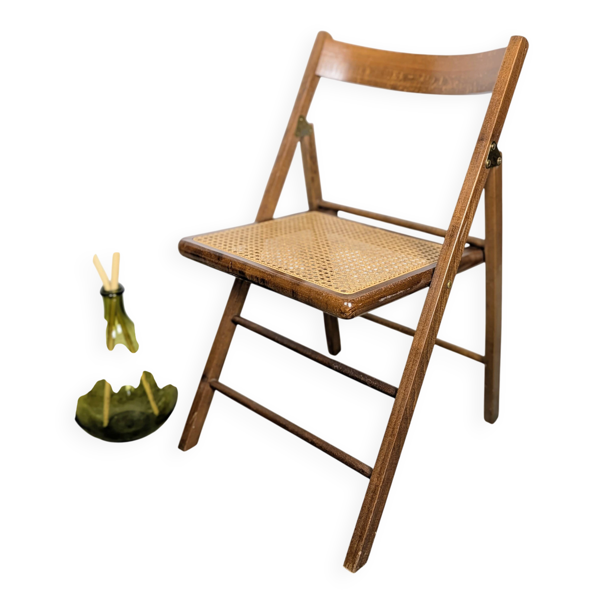 Chaise pliante à l'assise cannée