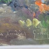 Augizeau Gabriel Large Oil on Canvas Signed Titled Sigournais Vendée