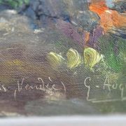 Augizeau Gabriel Large Oil on Canvas Signed Titled Sigournais Vendée