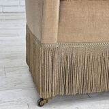 1950s, Danish 2-seater sofa, furniture velour, teak wood legs.