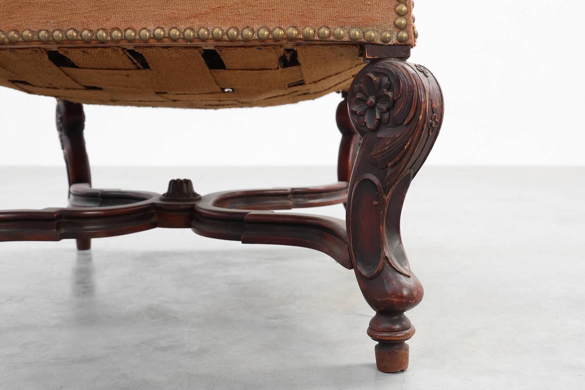 Louis XV Style Carved Walnut Armchair with Needlepoint Upholstery, France