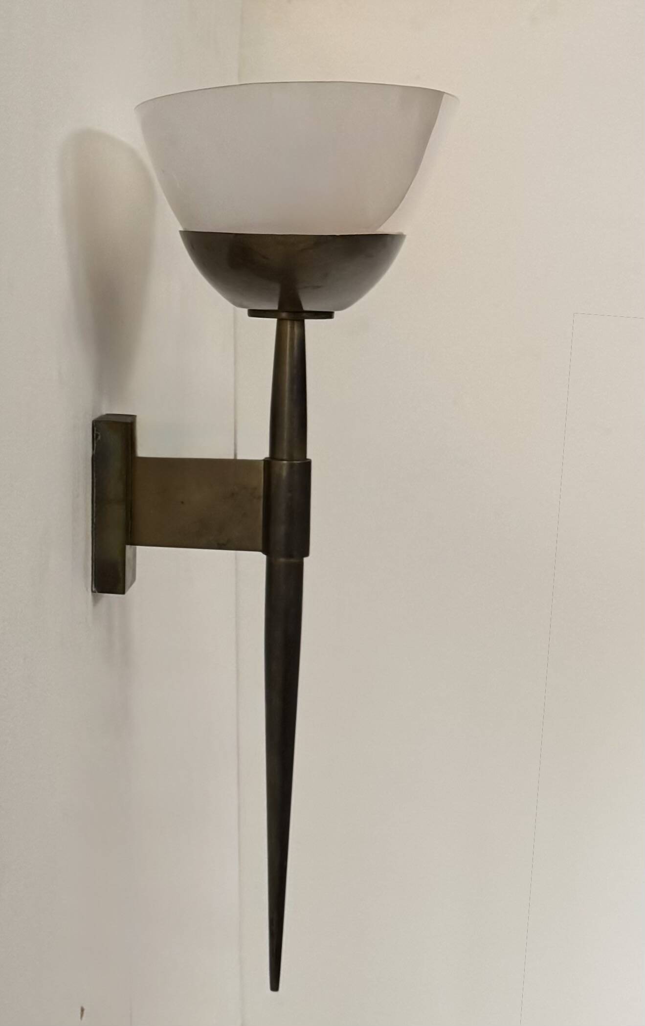 Vintage Art Deco wall light, brass and perspex, France, 1930.