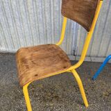 Set of 6 mismatched school chairs multicolor industrial vintage school community mullca dela