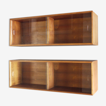 Large Danish Walnut Wall-Mounted Cabinets. 1960s, Set of 2