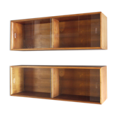 Large Danish Walnut Wall-Mounted Cabinets. 1960s, Set of 2