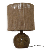 Lampe en grés pyrité et corde 1960