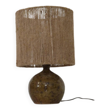 Lampe en grés pyrité et corde 1960