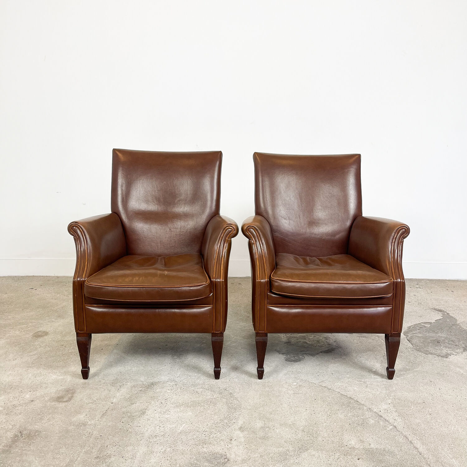 Ensemble de deux fauteuils en cuir vintage Delft