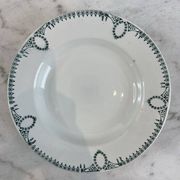Set of 7 deep plates in earthenware, decorated with a green frieze.