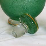 Green liqueur carafe and its 6 glasses