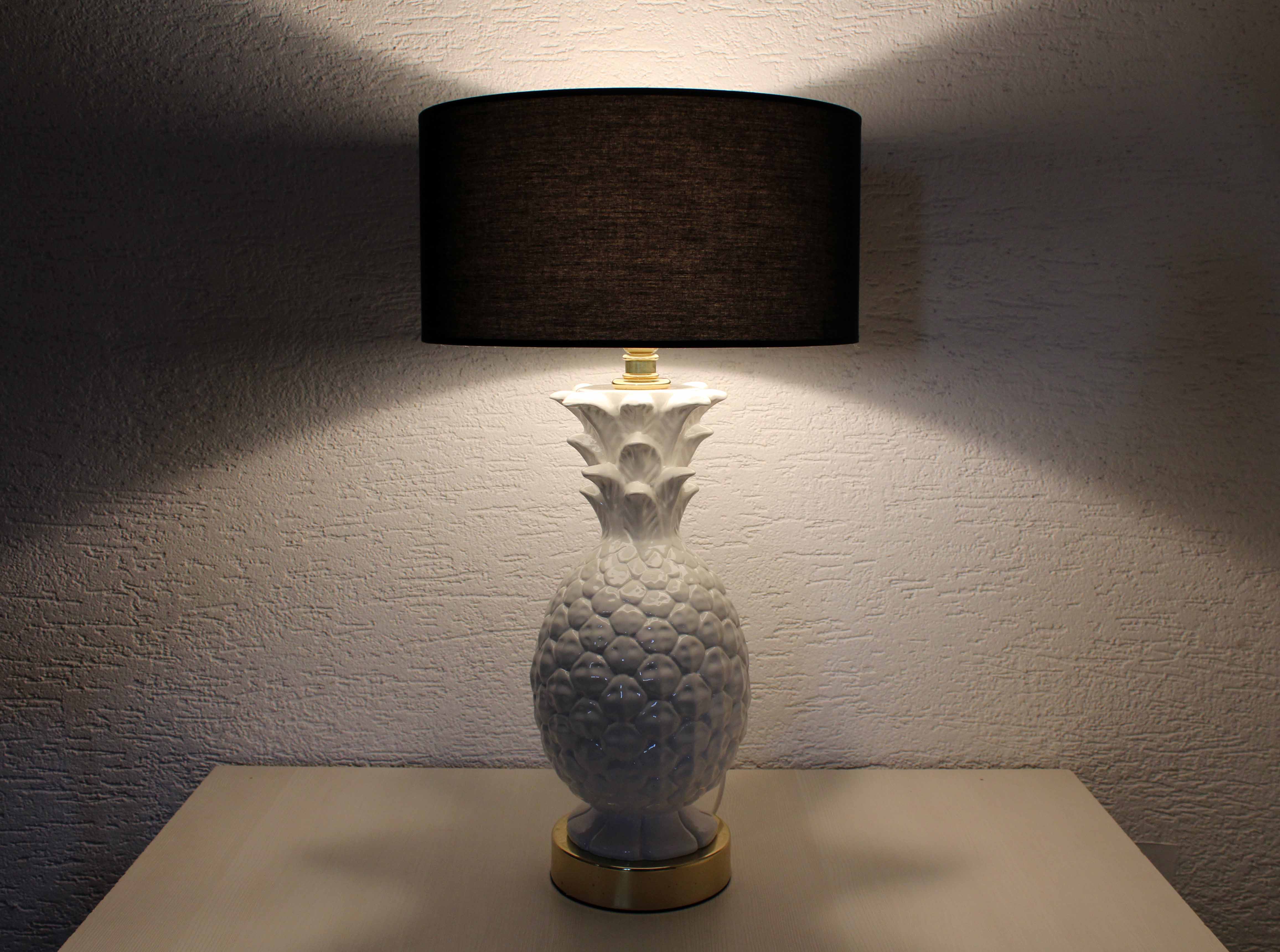 Table lamp ananas ceramic and brass 70s