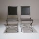 Foldable chair in wrought iron and leather. c. 1950