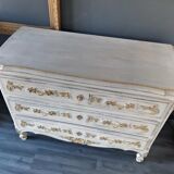 Louis XV style royal chest of drawers patinated