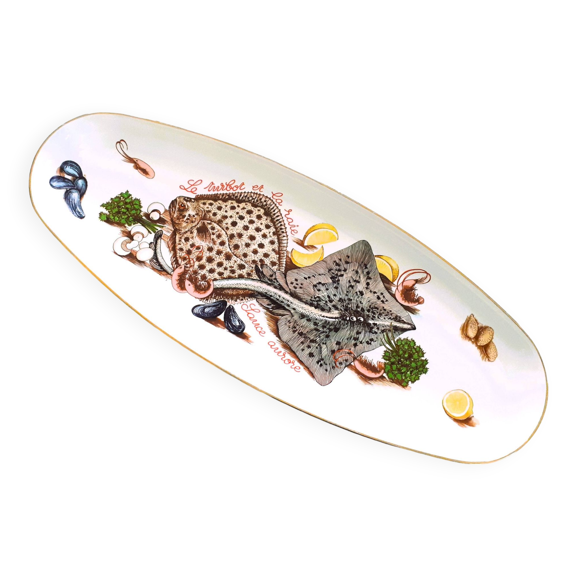 Extra Long, Fish Platter. Rare, Turbot and Skate, Fish Banquet Table Centerpiece.