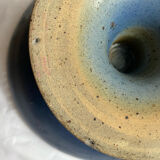 Signed blue stoneware fruit bowl
