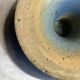 Signed blue stoneware fruit bowl