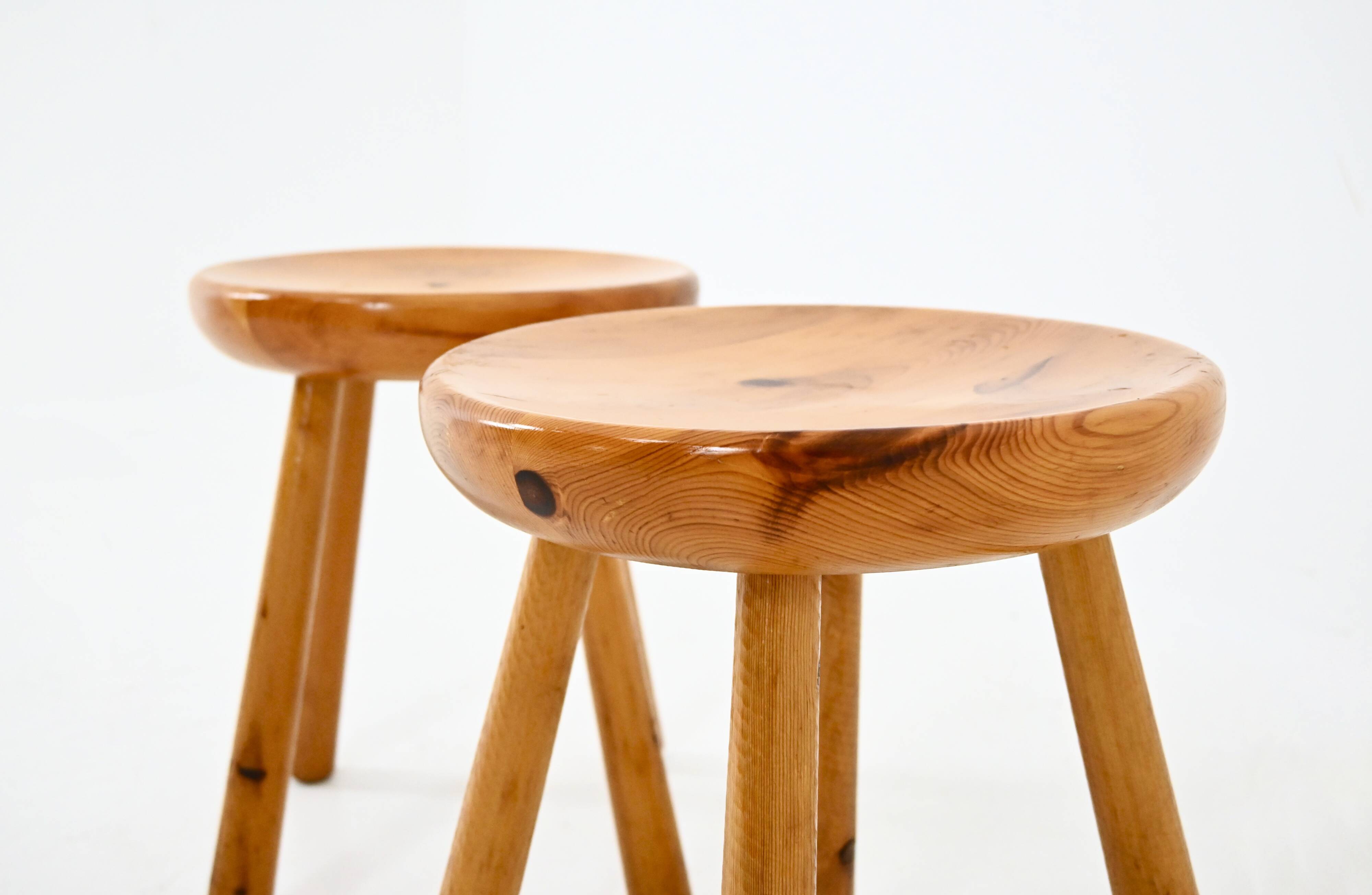Set of 2 Charlotte Perriand Stools for Les Arcs, 1960s