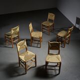 Set of 6 Bauche model chairs by Charlotte Perriand, circa 1960.