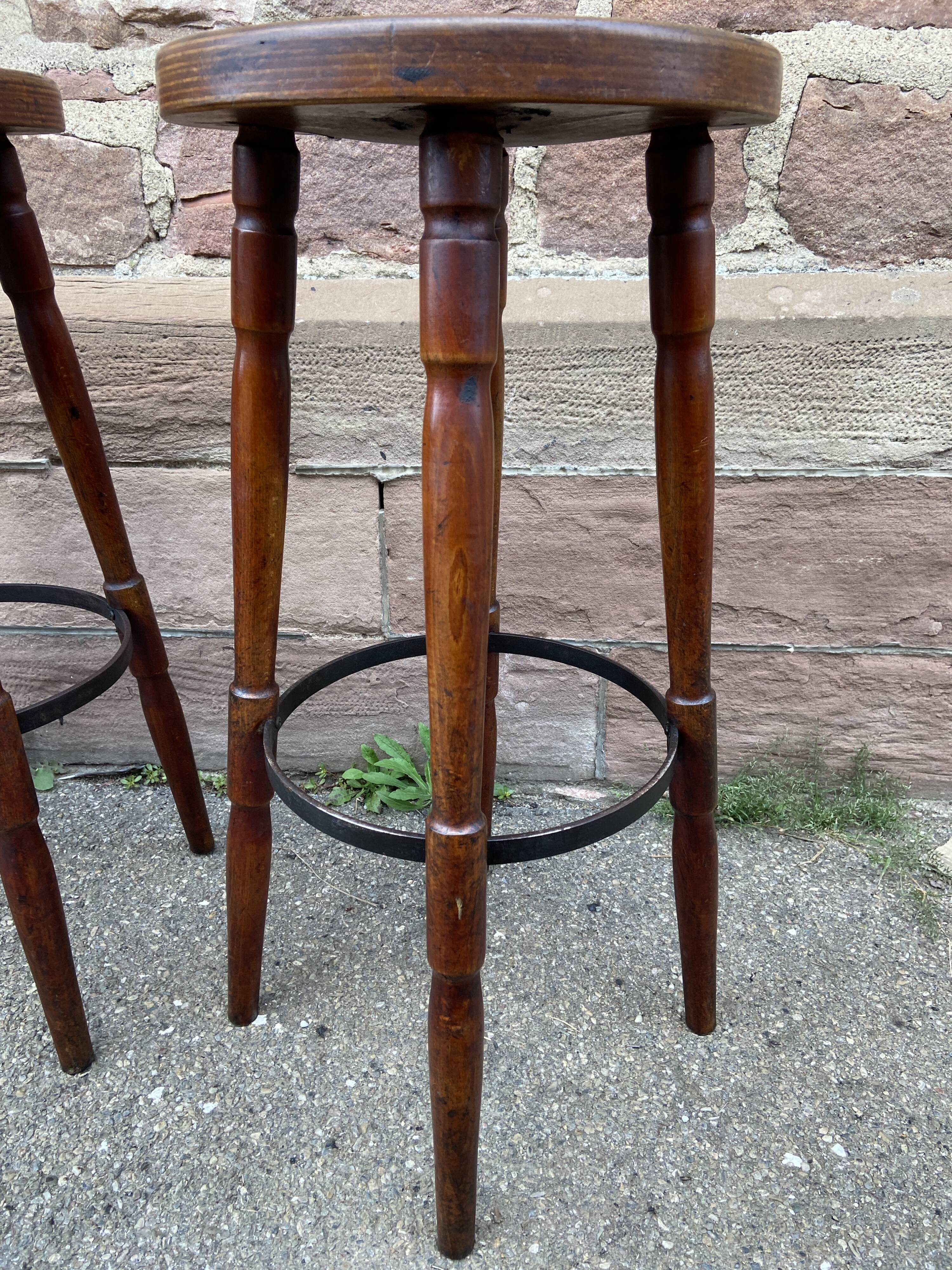 Set of 4 bar stools restaurant pub tavern bentwood art deco 1950-1960