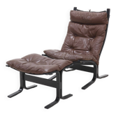 Siesta Lounge Chair and Ottoman by Ingmar Relling for Westnofa Norway 1960s