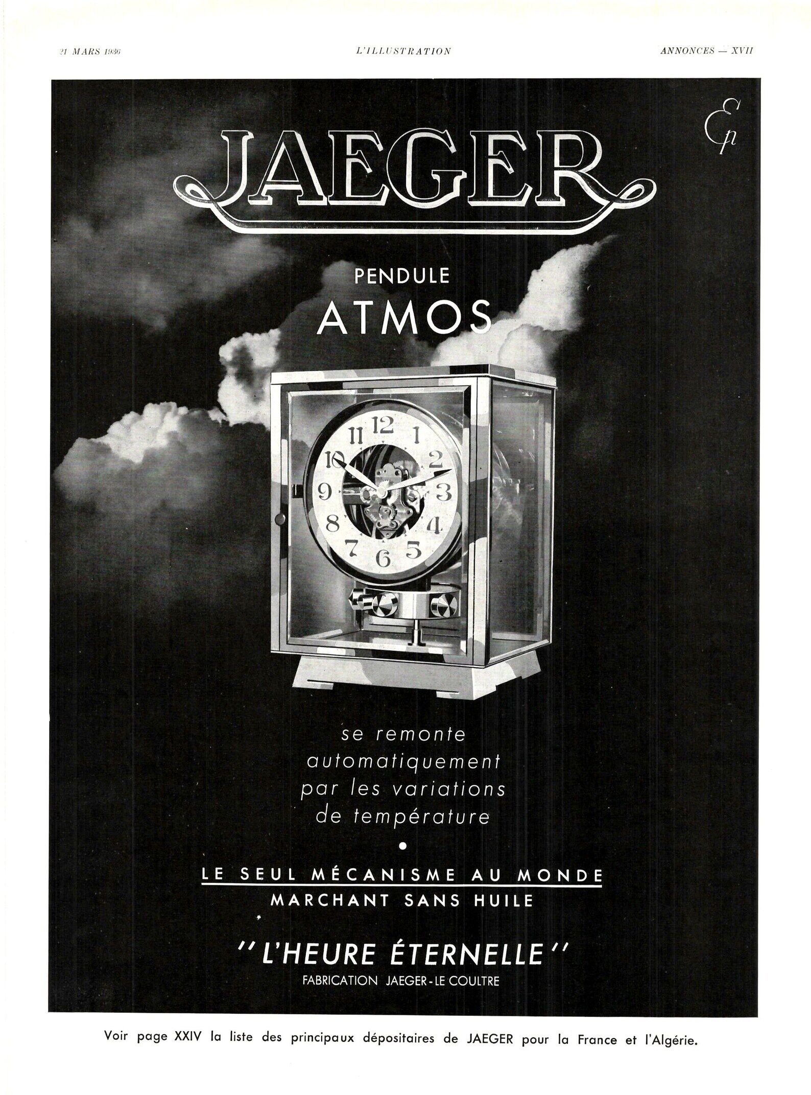 Vintage poster 30s Jaeger le Coultre Montre