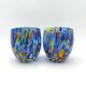 Set of 6 blown glass glasses with Murano murrine.