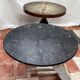 Old pedestal table in oak wood with marble