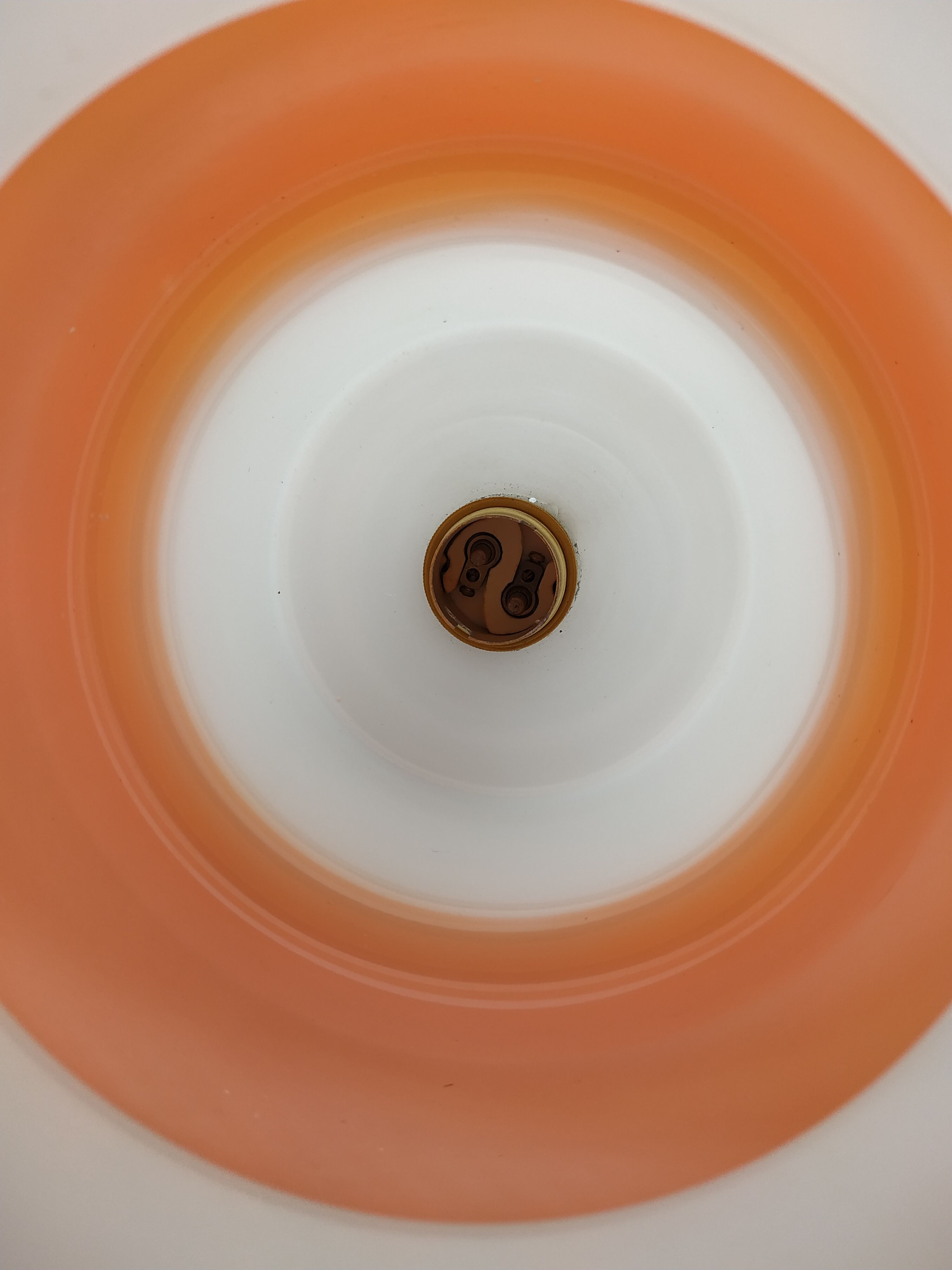 Vintage suspension lamp in white and orange opaline