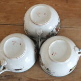 3 cups of English porcelain decorated with butterflies