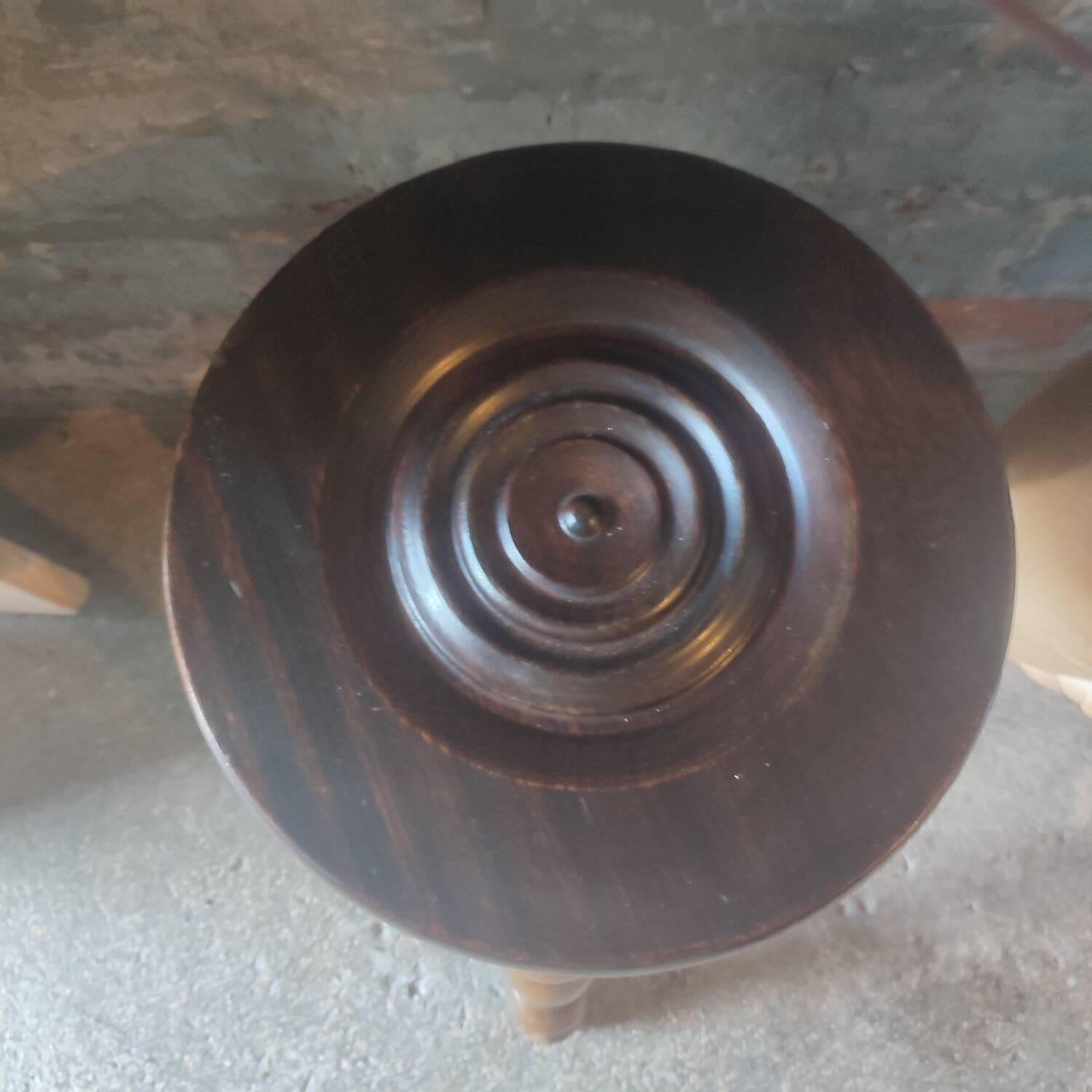 Vintage solid wood tripod stool