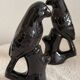 Pair of Mid-Century Gloss Black Ceramic Bird Figurines (Ravens/Crows)