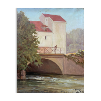 Tableau HST "Le Pont animé" par Gaetan Montagney