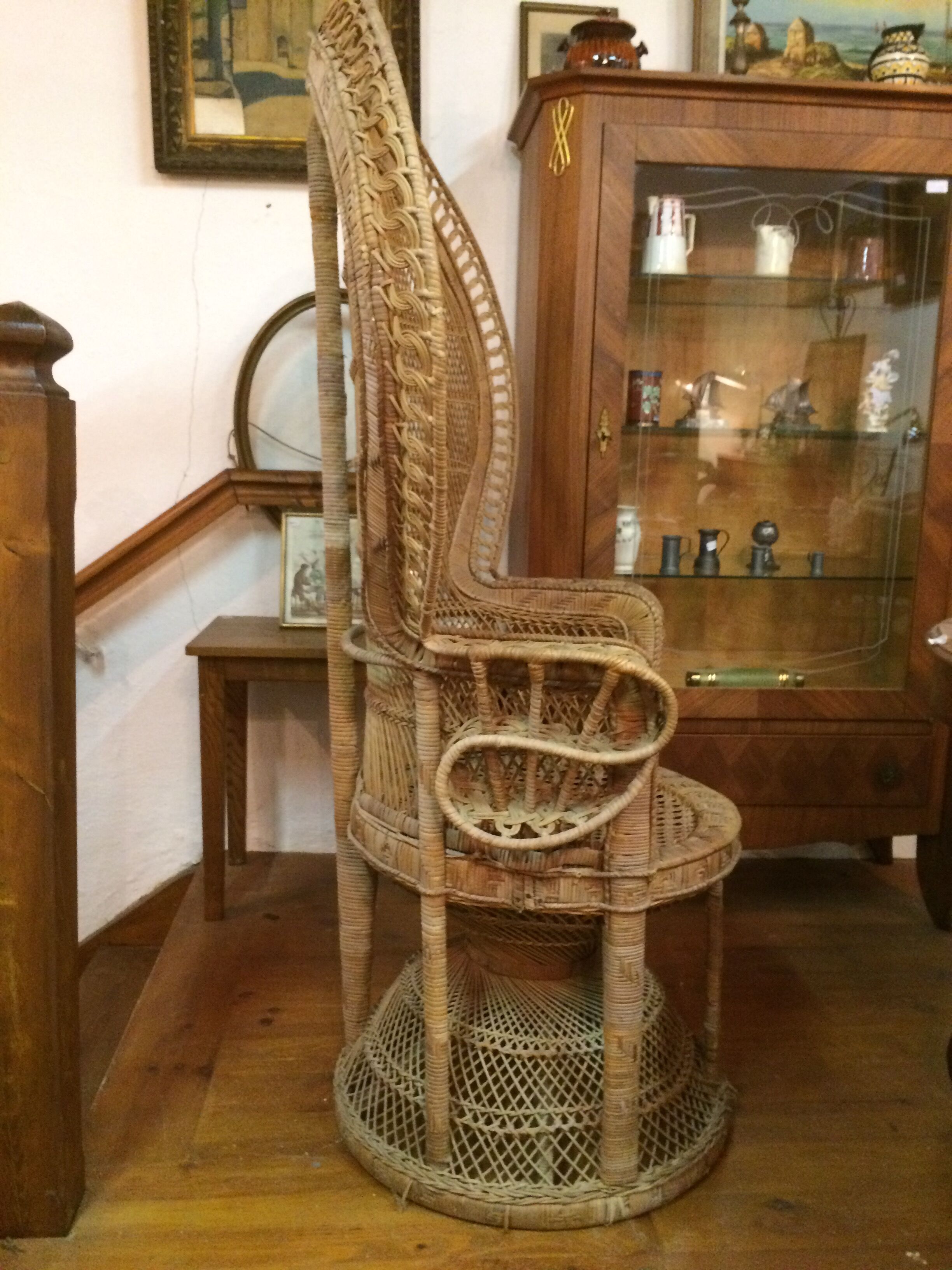 Large Emmanuelle chair in wicker and rattan Era 1970