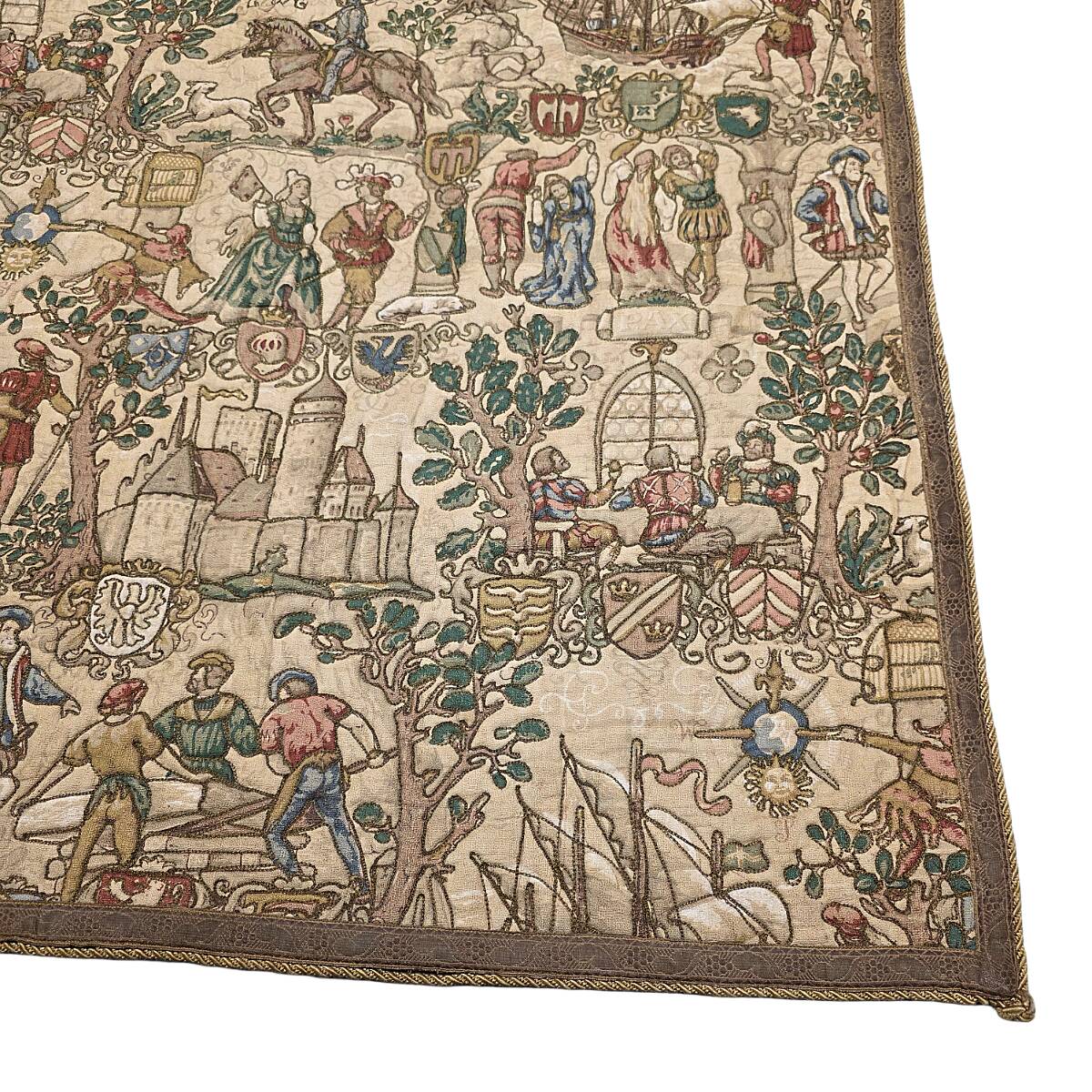 Vintage Rosel Wall Tapestry With Medieval Decor, 1950s